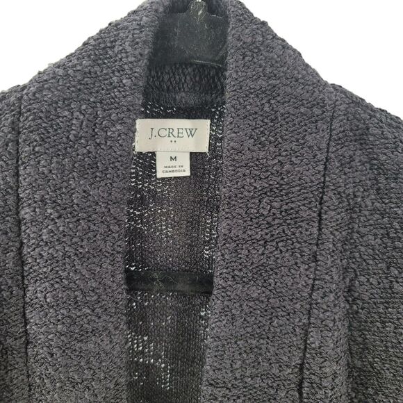 J Crew Cardigan Womens Medium Gray Sweater Oversized Pockets Cocoon Shawl - Picture 5 of 6